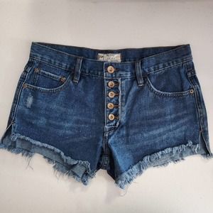 Free People Loving Good Vibrations Shorts Raw Hem Size 25